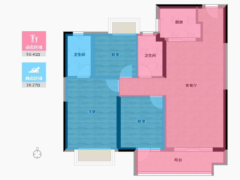 湖北省-武汉市-雍锦香榭-77.37-户型库-动静分区