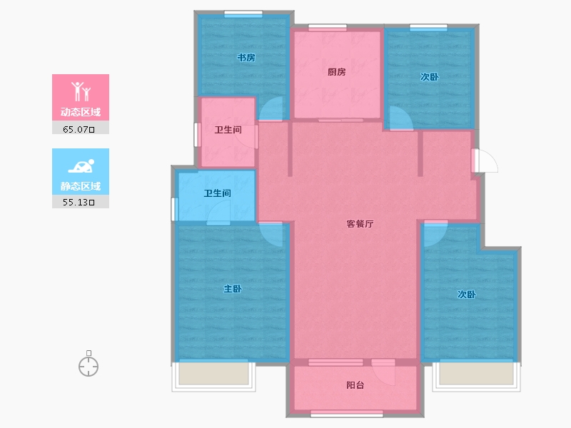 辽宁省-沈阳市-中粮·隆悦祥云-108.04-户型库-动静分区