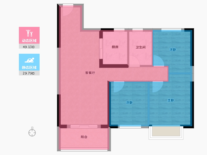 湖北省-武汉市-车都春台里-70.66-户型库-动静分区