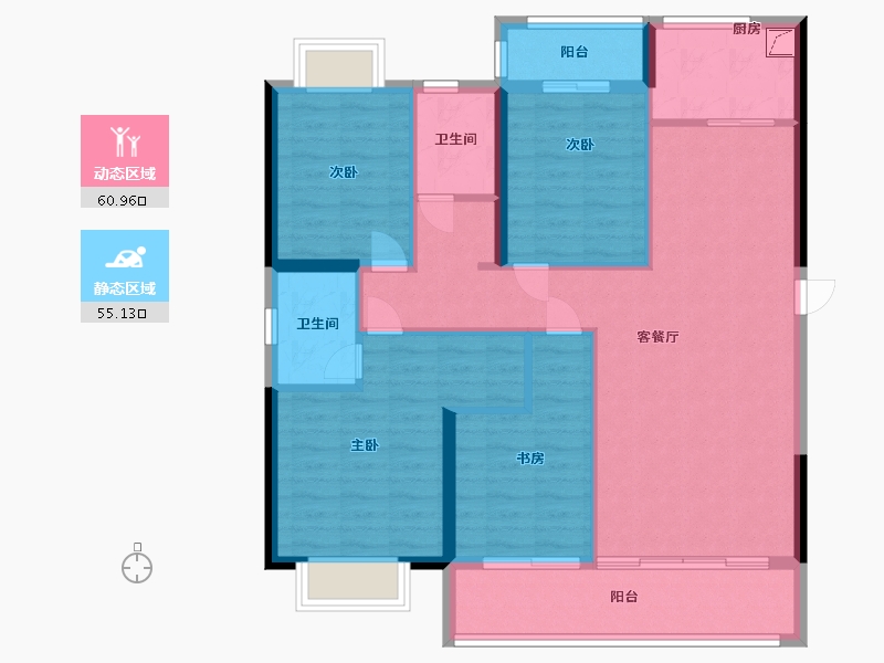 福建省-泉州市-翰墨学苑-104.63-户型库-动静分区