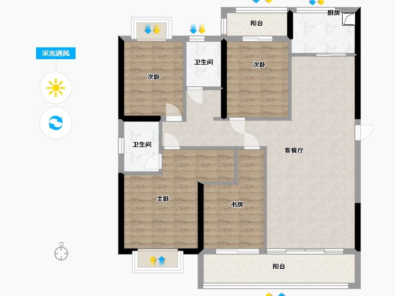 福建省-泉州市-翰墨学苑-104.63-户型库-采光通风