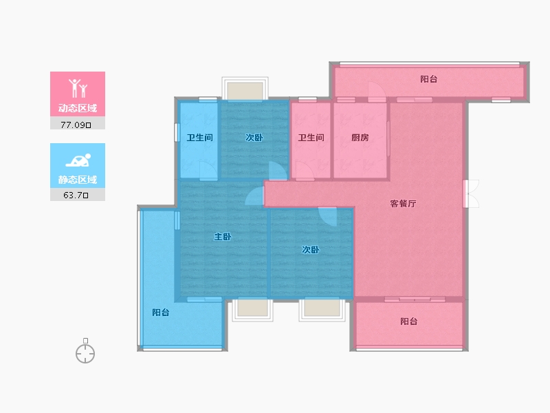 贵州省-铜仁市-紫荆苑-128.00-户型库-动静分区