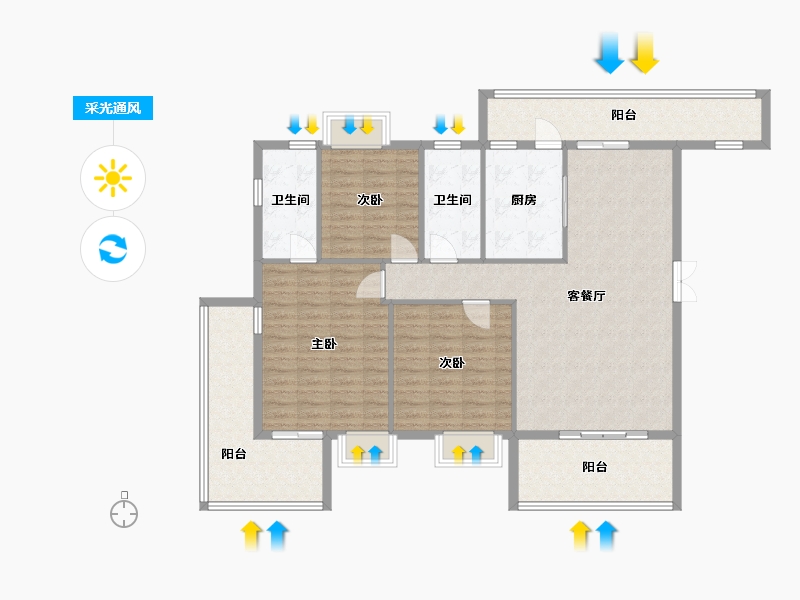 贵州省-铜仁市-紫荆苑-128.00-户型库-采光通风