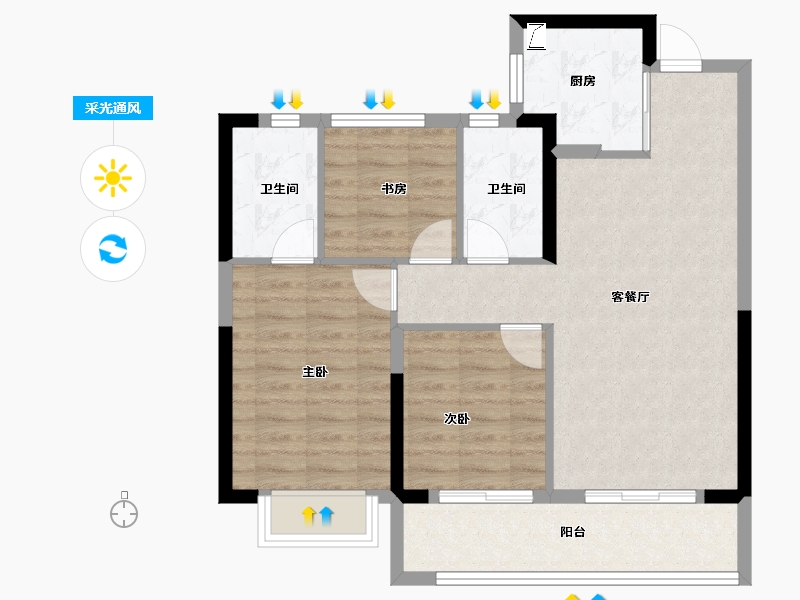 浙江省-宁波市-金辉·紫粼云庭-78.47-户型库-采光通风