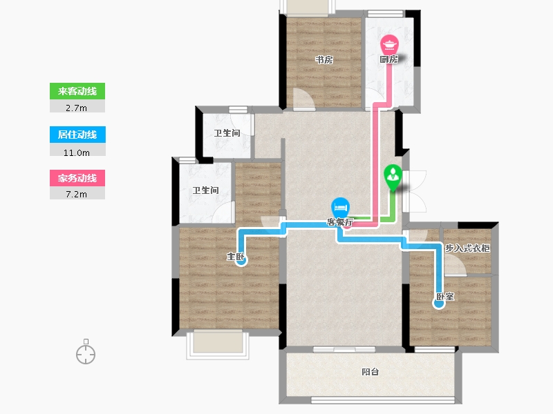 湖北省-武汉市-金色港湾君临水岸-95.91-户型库-动静线