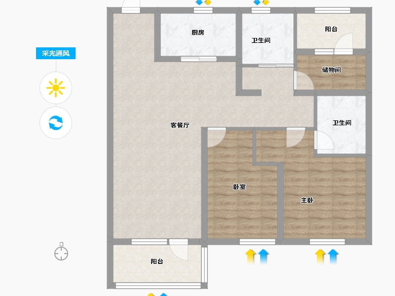 辽宁省-沈阳市-华润置地御华府-93.60-户型库-采光通风