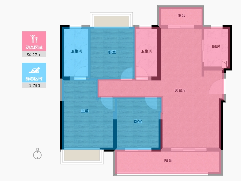 湖南省-湘潭市-湘江富力城-91.56-户型库-动静分区