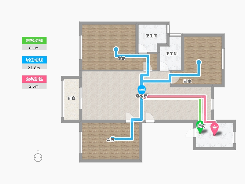 浙江省-金华市-文溪新区-120.00-户型库-动静线