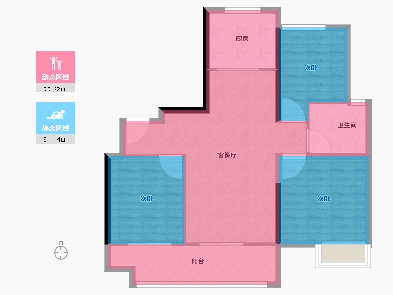 山东省-济南市-中建蔚蓝之城-81.60-户型库-动静分区