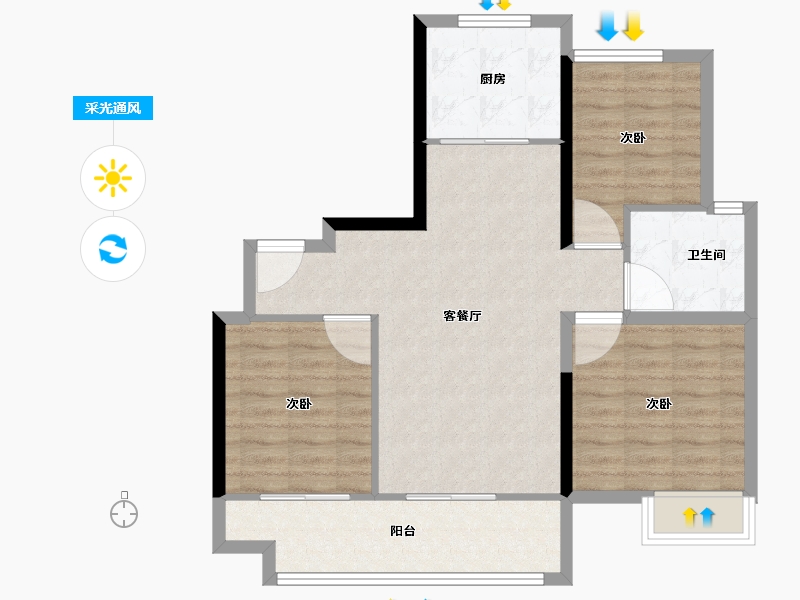 山东省-济南市-中建蔚蓝之城-81.60-户型库-采光通风