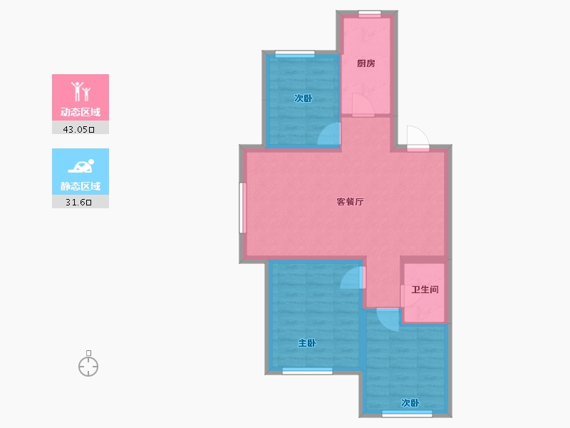 辽宁省-沈阳市-中金启城-74.66-户型库-动静分区