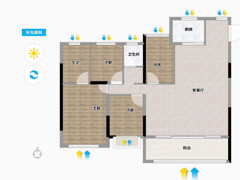 福建省-泉州市-中南玺樾-130.03-户型库-采光通风