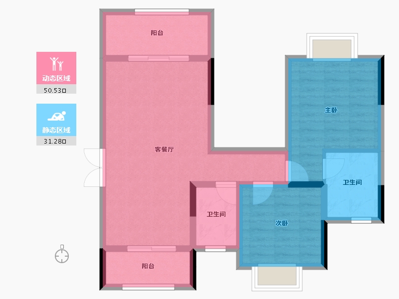 贵州省-黔南布依族苗族自治州-中铁国际生态城白晶谷&逸昱-72.73-户型库-动静分区