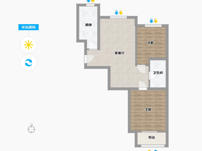 北京-北京市-领秀慧谷-B区-65.00-户型库-采光通风