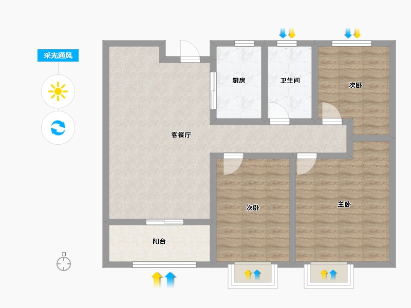 山东省-滨州市-双湖豪庭-89.00-户型库-采光通风