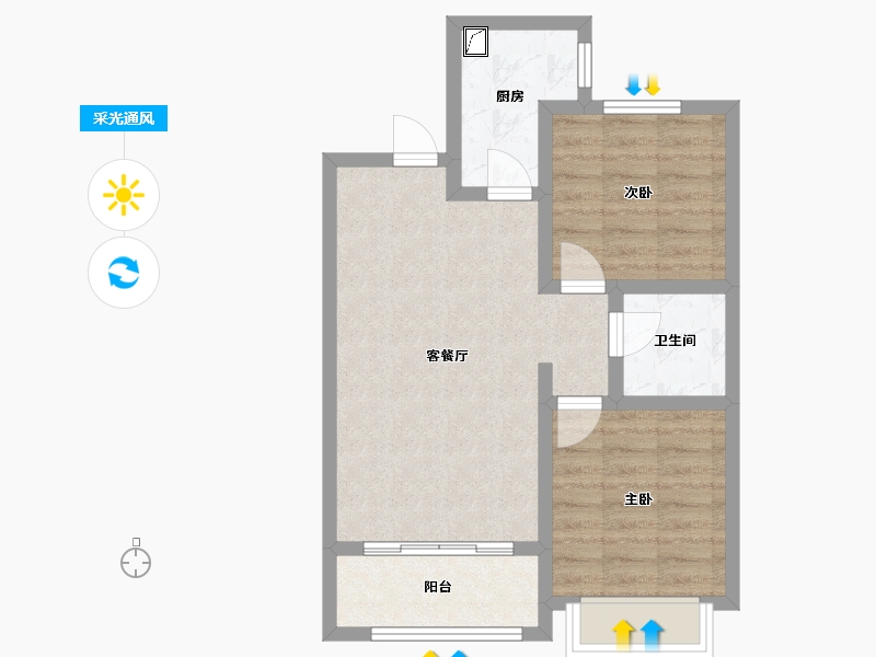 河北省-石家庄市-铂宫时代-76.00-户型库-采光通风