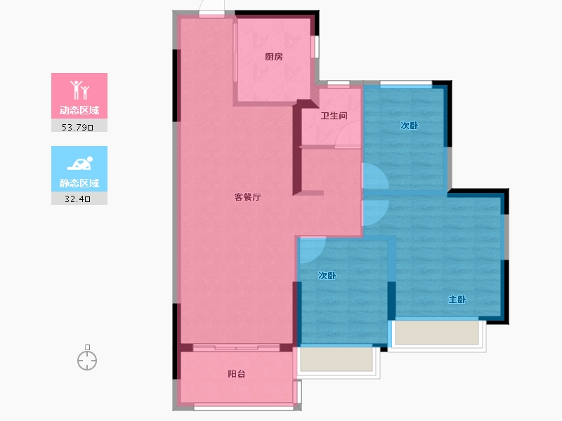 河南省-郑州市-郑州恒大养生谷-77.57-户型库-动静分区