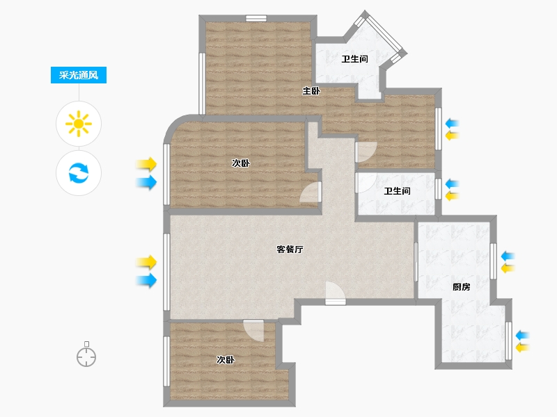 浙江省-温州市-新湖春晓-140.00-户型库-采光通风