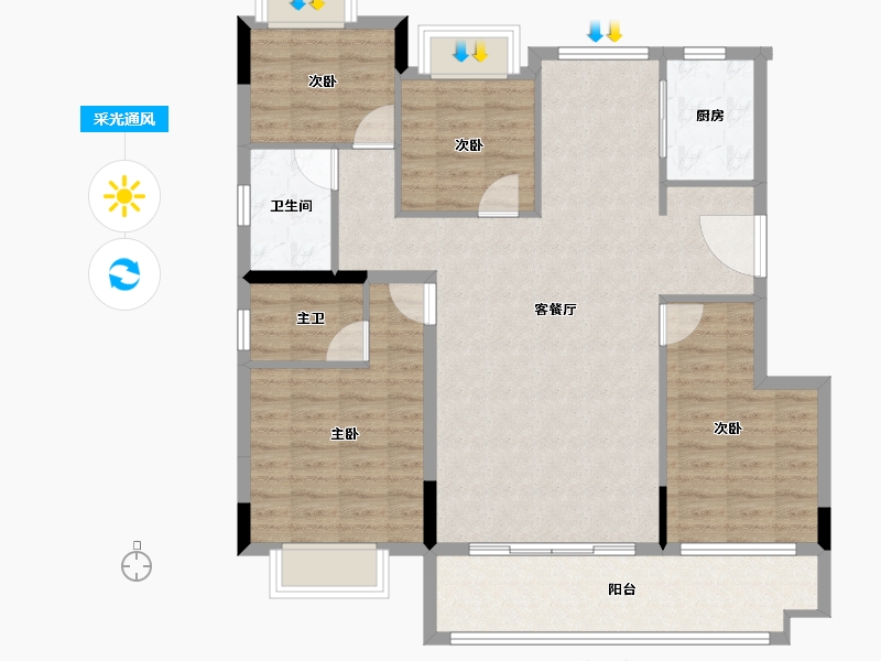 福建省-泉州市-力高万顺君樽府-108.81-户型库-采光通风