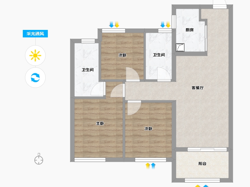 福建省-福州市-福州国贸学原-75.00-户型库-采光通风