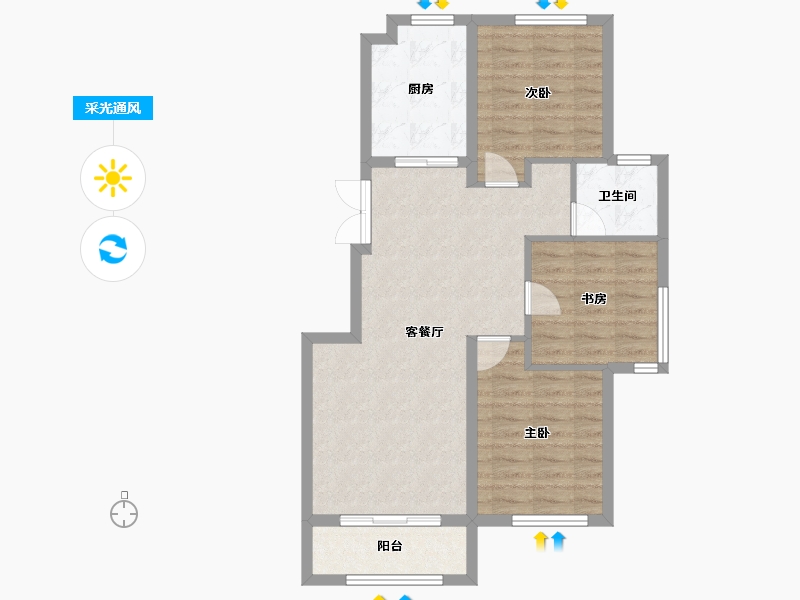 辽宁省-沈阳市-永同昌西江月-76.84-户型库-采光通风