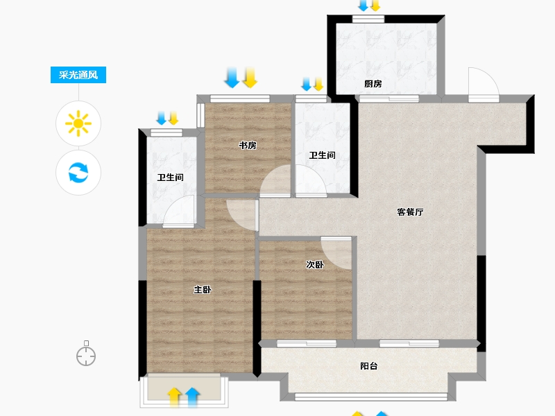 山东省-济南市-中建蔚蓝之城-94.41-户型库-采光通风