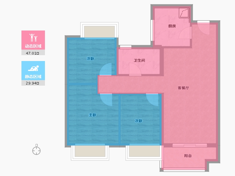 上海-上海市-万达未来城-68.25-户型库-动静分区