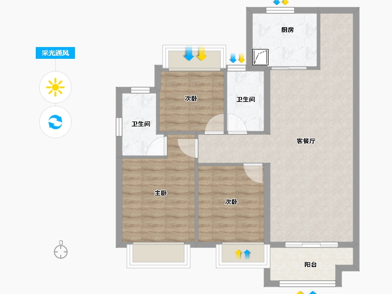 上海-上海市-万达未来城-77.06-户型库-采光通风