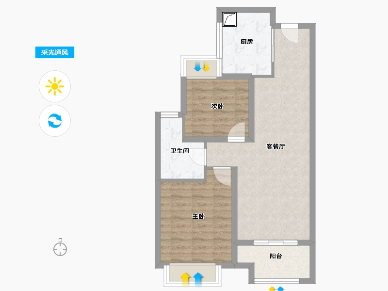 上海-上海市-万达未来城-64.15-户型库-采光通风