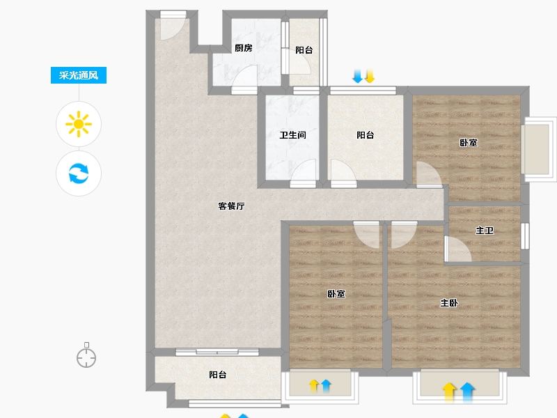 广东省-佛山市-华润置地悦里-99.20-户型库-采光通风