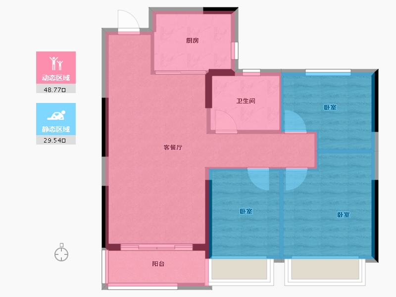 河南省-郑州市-郑州恒大养生谷-70.57-户型库-动静分区