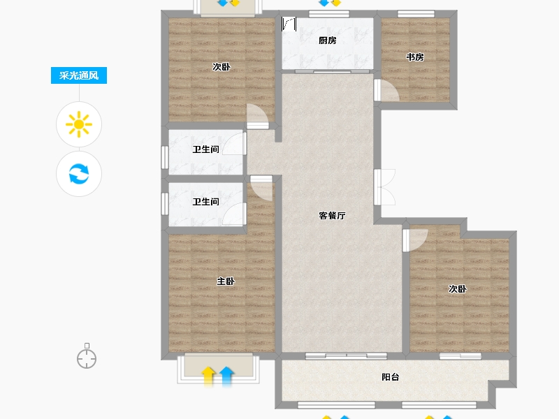 江苏省-淮安市-伊顿蓝庭-122.03-户型库-采光通风