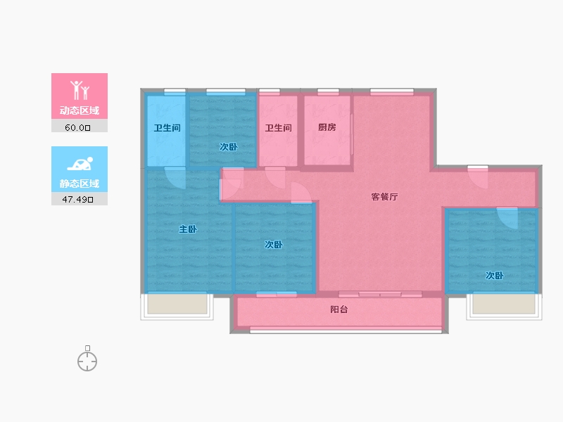 山东省-青岛市-碧桂园翡翠城-127.00-户型库-动静分区