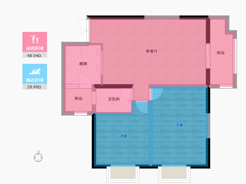 贵州省-贵阳市-贵阳地铁湖山郡-68.41-户型库-动静分区