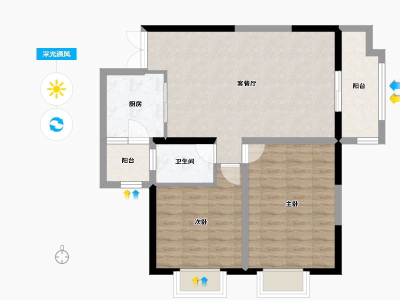 贵州省-贵阳市-贵阳地铁湖山郡-68.41-户型库-采光通风