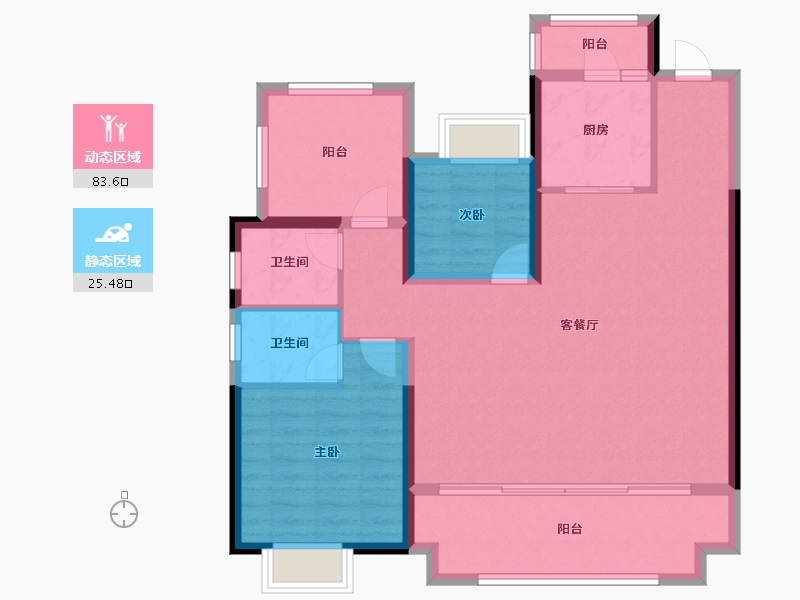 贵州省-贵阳市-贵阳天阶万达广场-98.40-户型库-动静分区