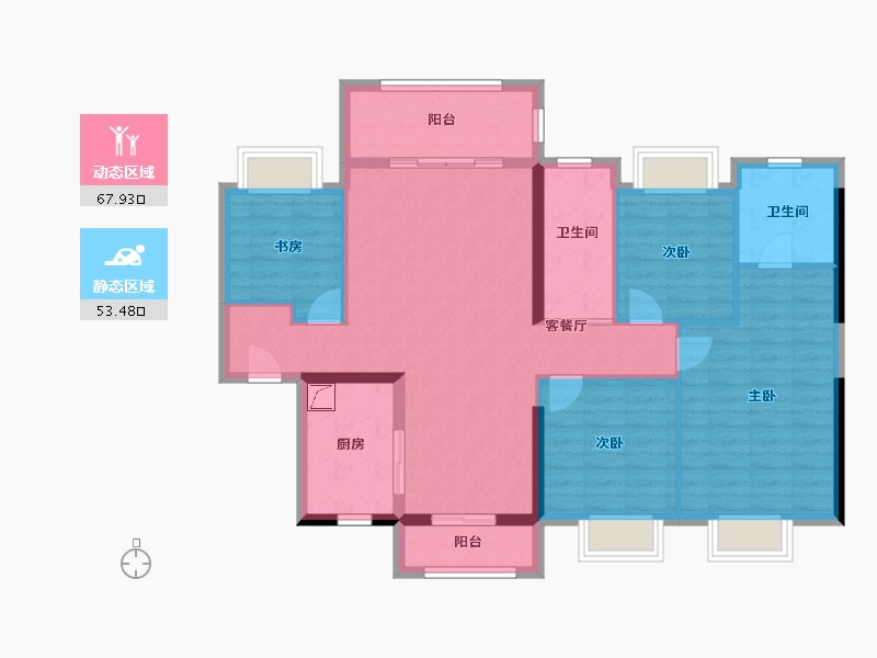 贵州省-贵阳市-花溪碧桂园-109.27-户型库-动静分区