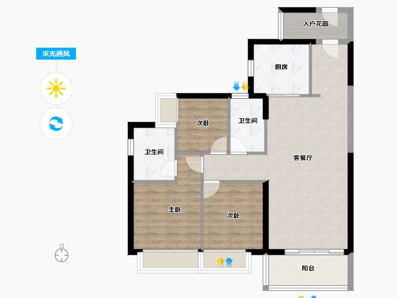 广东省-广州市-时代天境（黄埔)-83.20-户型库-采光通风