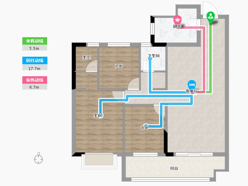 福建省-泉州市-守正书香名邸-84.60-户型库-动静线