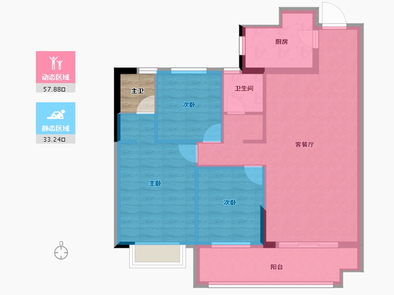 福建省-泉州市-守正书香名邸-84.60-户型库-动静分区