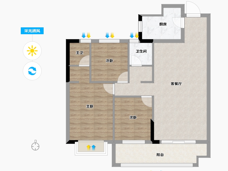 福建省-泉州市-守正书香名邸-84.60-户型库-采光通风