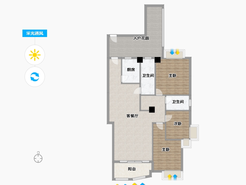 湖南省-常德市-金城政和苑-180.00-户型库-采光通风