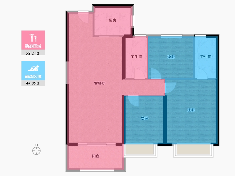 甘肃省-兰州市-安宁碧桂园-94.40-户型库-动静分区