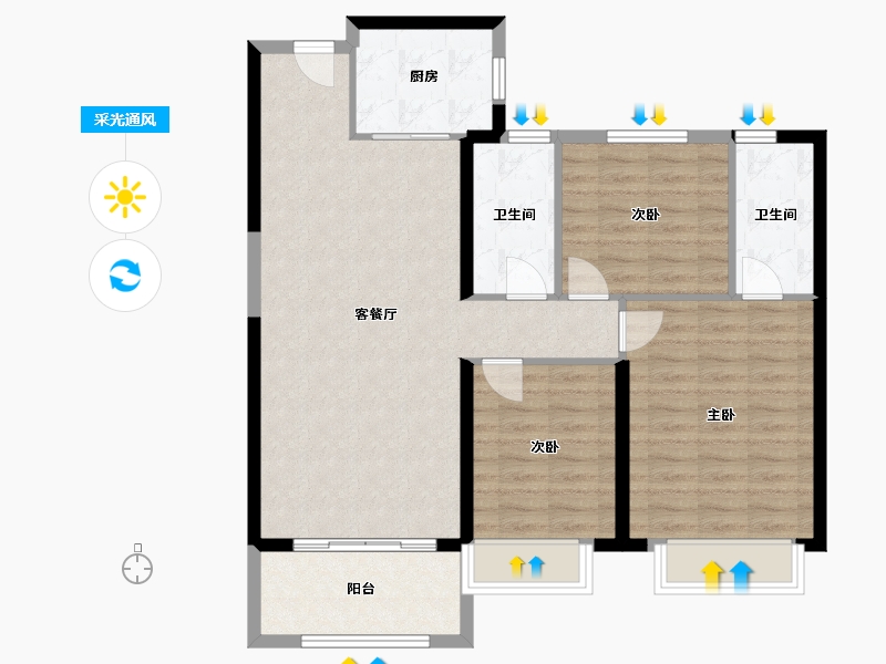 甘肃省-兰州市-安宁碧桂园-94.40-户型库-采光通风