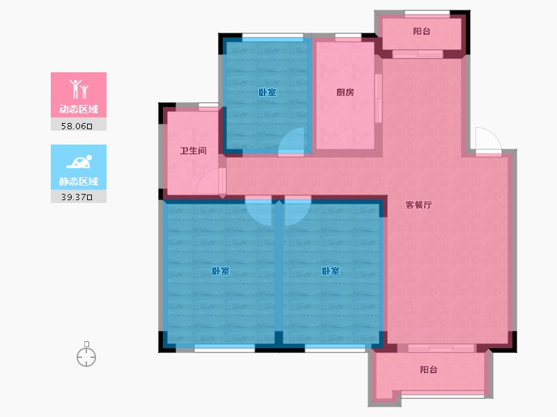 辽宁省-沈阳市-绿地新里罗斯福公馆-86.00-户型库-动静分区