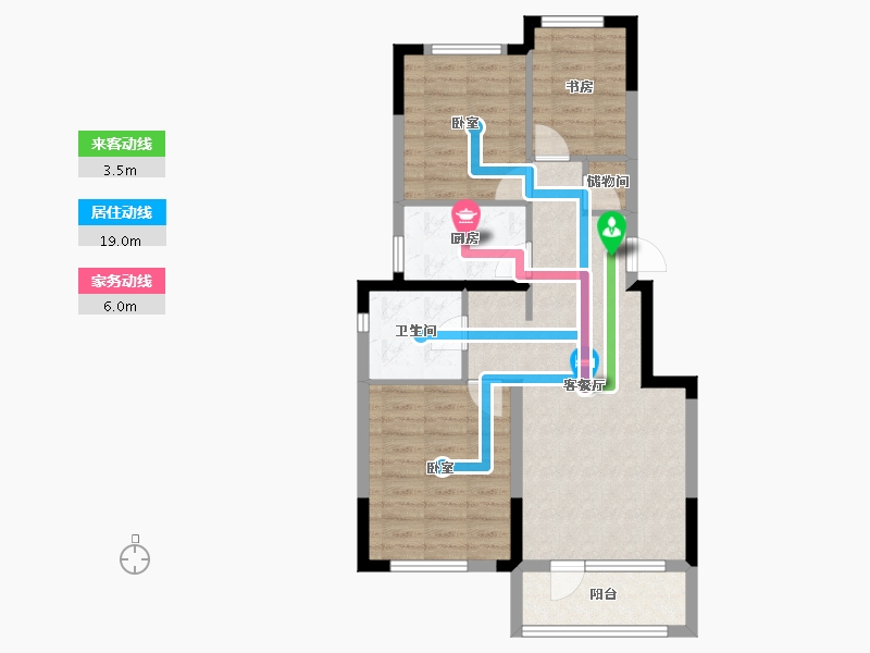 辽宁省-沈阳市-绿地新里罗斯福公馆-73.20-户型库-动静线