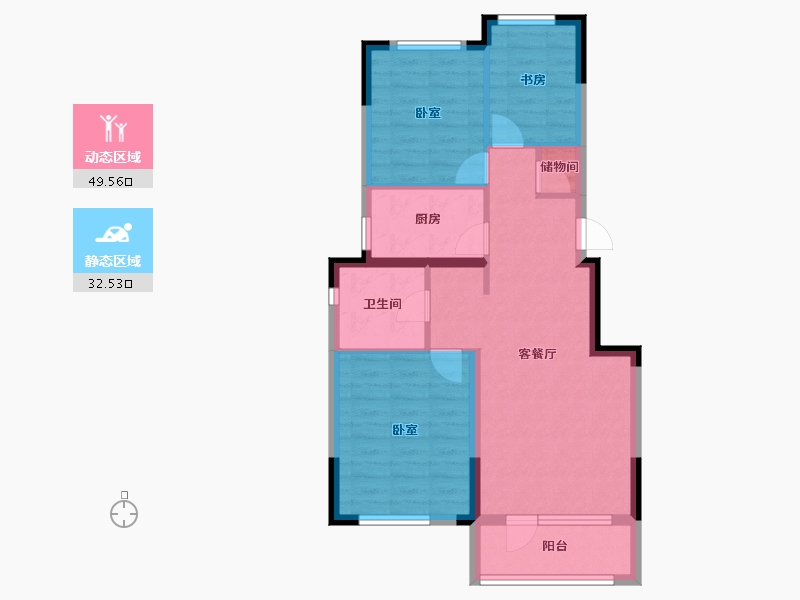 辽宁省-沈阳市-绿地新里罗斯福公馆-73.20-户型库-动静分区