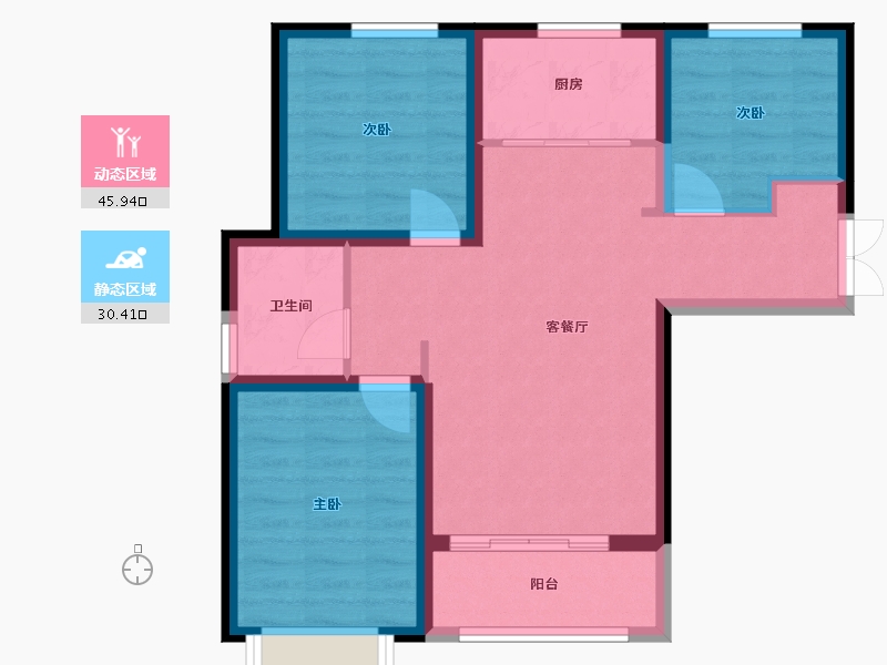 甘肃省-兰州市-嘉盛嘉和园-67.78-户型库-动静分区