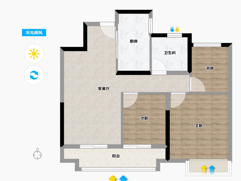 山东省-济南市-中建蔚蓝之城-81.61-户型库-采光通风