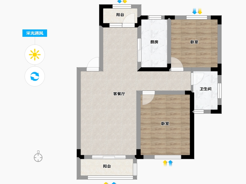 辽宁省-沈阳市-绿地新里罗斯福公馆-67.06-户型库-采光通风